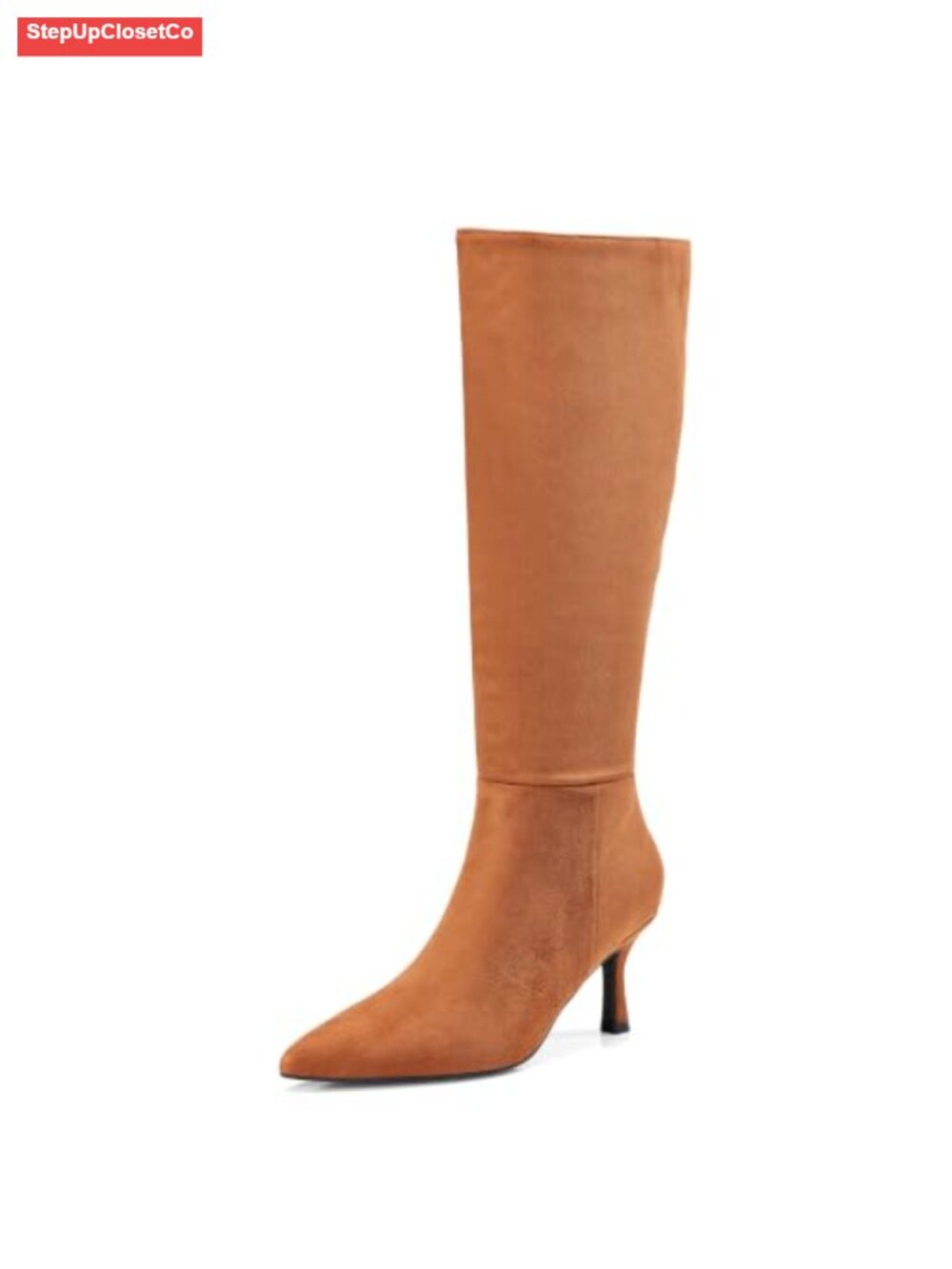 Kitten Heel Knee High Boots Pointed Toe Faux Suede Womens Dress Boots